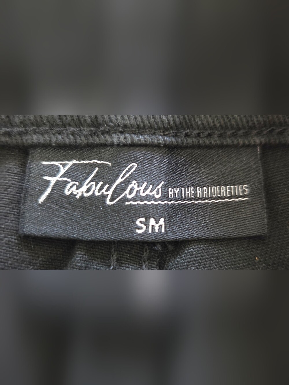 NWT FABULOUS BY THE RAIDERETTES DENIM STUDDED FRAYED SHORTS. - Picture 9 of 10